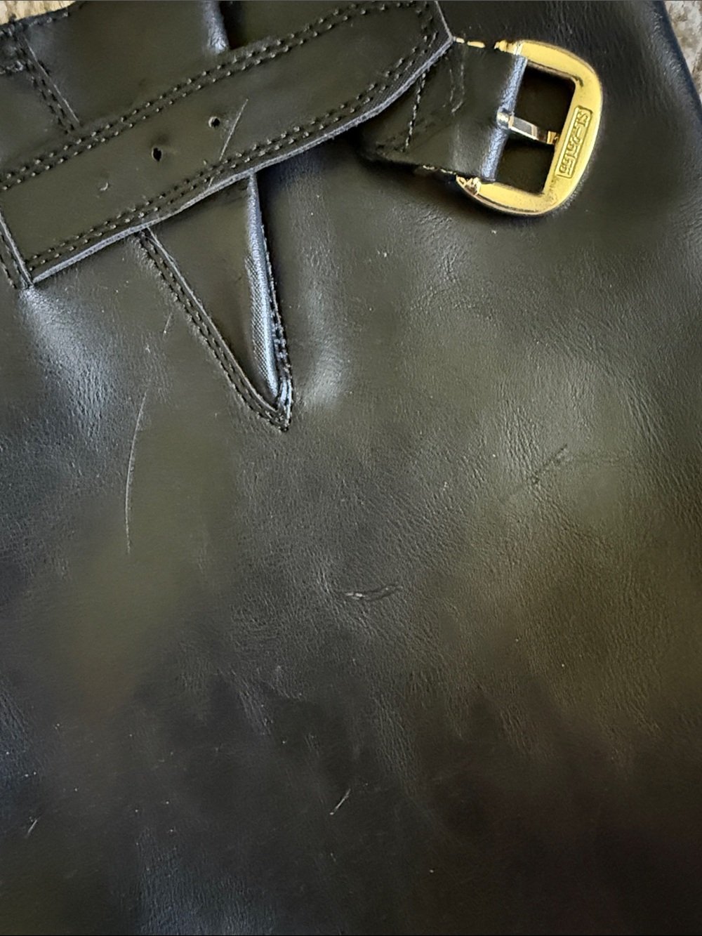 Zara Black Over-the-Knee Leather Boots with Gold Buckles - Picture 4 of 7
